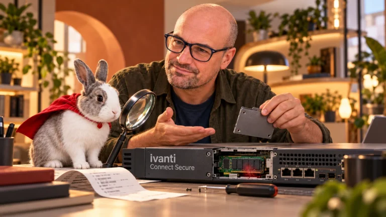 Louis et son lapin dans une illustration sur : Ivanti Connect Secure : corriger et rechercher une compromission